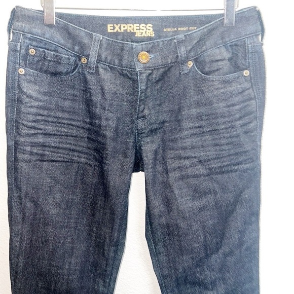 Express Jeans Stella Bootcut Low To MidRise Dark Wash Jeans - Picture 2 of 11